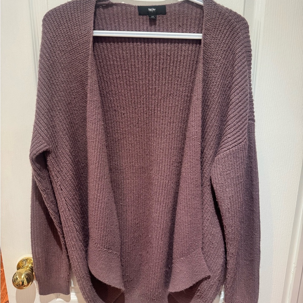 Mauve Open-Front Cardigan